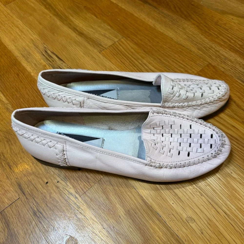 Mootsies Tootsies Country Mini Moc Pink‎ Woven Leather Loafers Flats Womens 8M